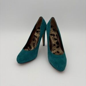 Sam Edelman Teal‎ Green Suede Pointed Toe Platform Stiletto Heels Women's Size 8